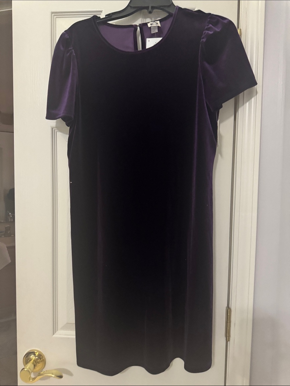 DKNY Purple Velvet Midi Shift Dress
